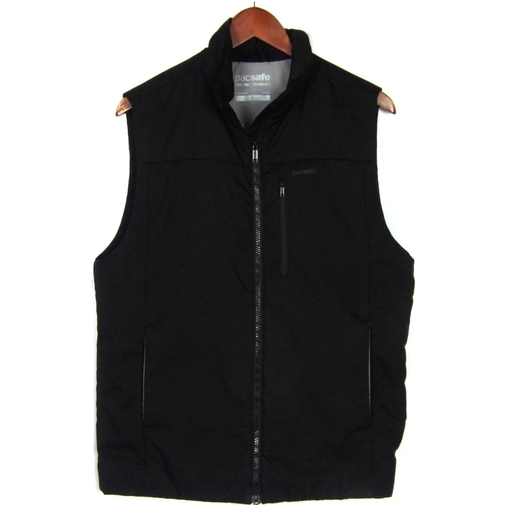 PACSAFE Anti-Theft Technology Transit Black Zip-Up Insulated Vest Men's Small - Picture 1 of 11